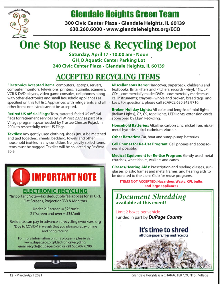Glendale Heights Recycling Extravaganza SCARCE